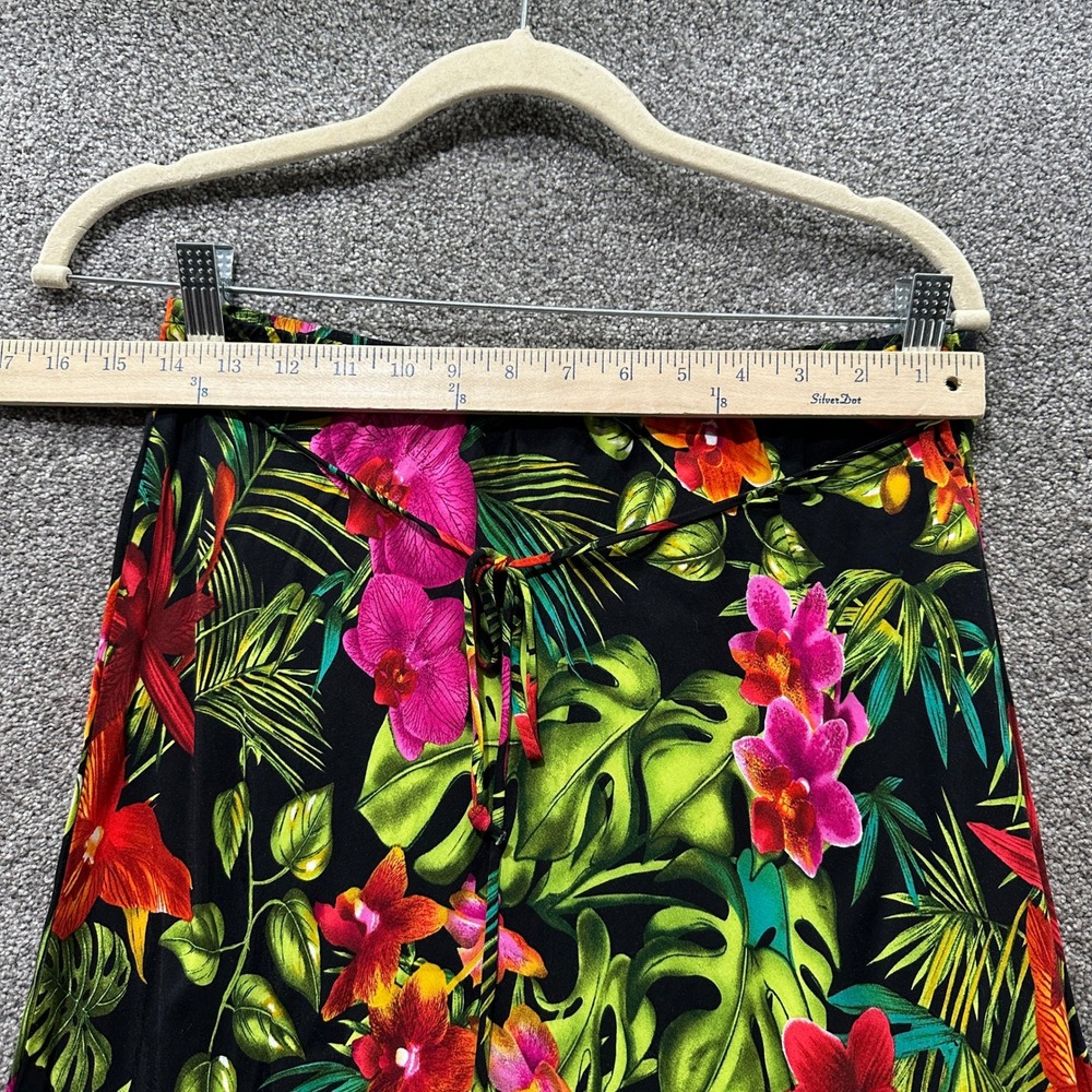 VTG Clio Midi Skirt Medium Tropical Floral Rayon Hawaiian Tiki Cruise Resort - Picture 4 of 7